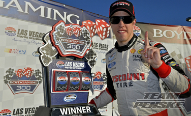 Keselowski Holds Off Busch to Win Boyd Gaming 300