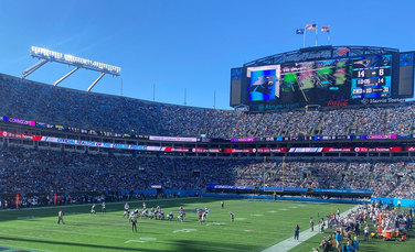 Scott McLaughlin's view as he watched the Carolina Panthers battle the New England Patriots.
