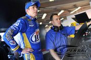 Keselowski and crew chief Paul Wolfe go over some data